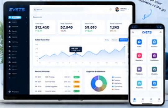 EVETS Cloud Business Platform Dashboard Mockup